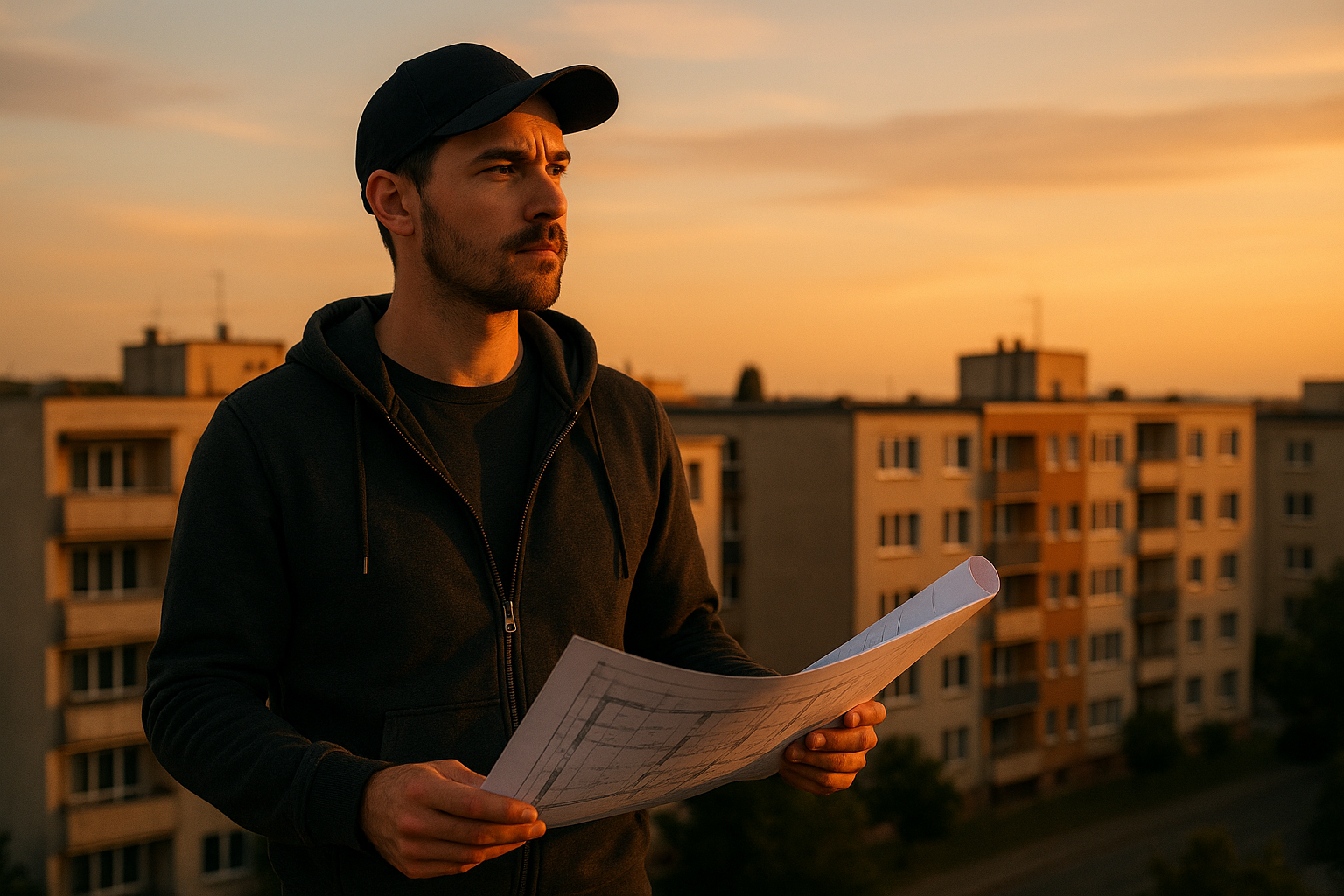 Architecte urbain au coucher du soleil